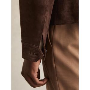 REISS Wilstead Suede Button-Through Trucker Jacket